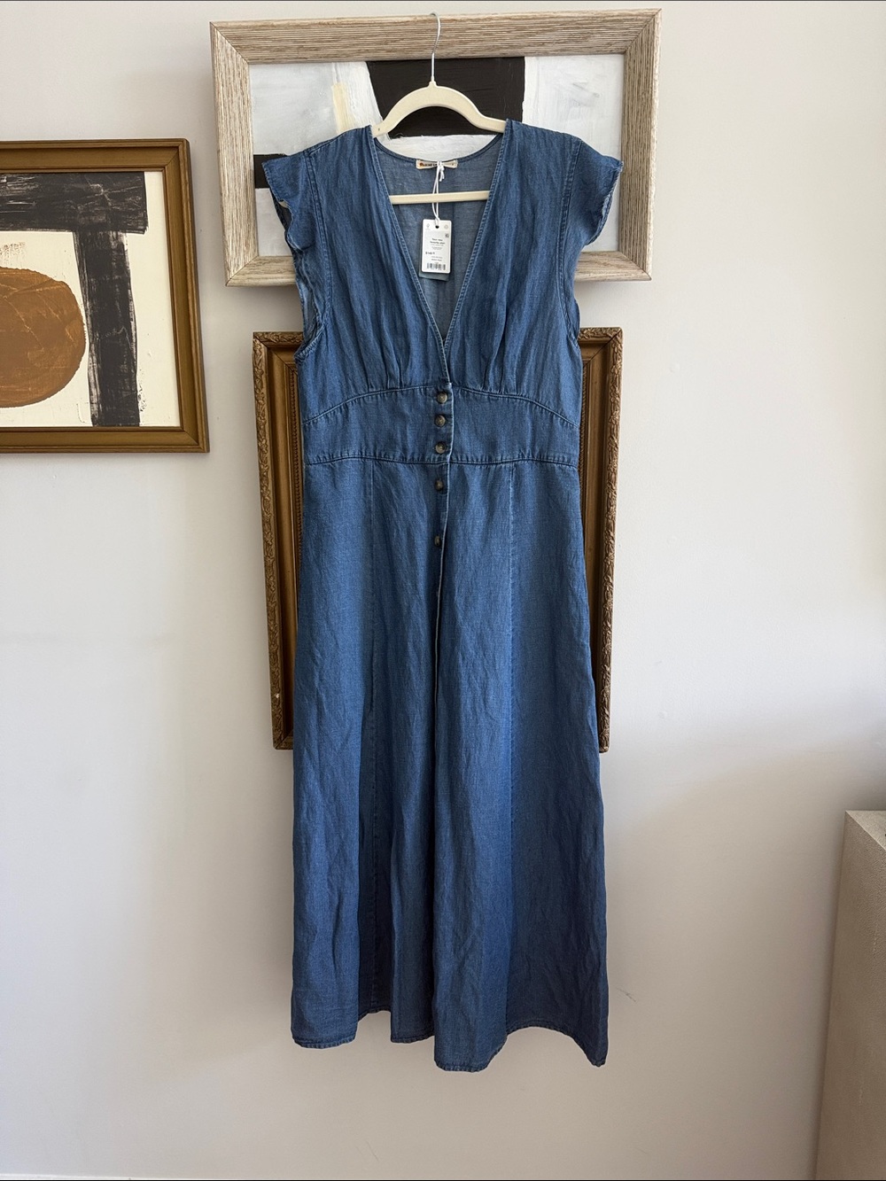 Marine Layer Blue Denim Button-Front Maxi Dress